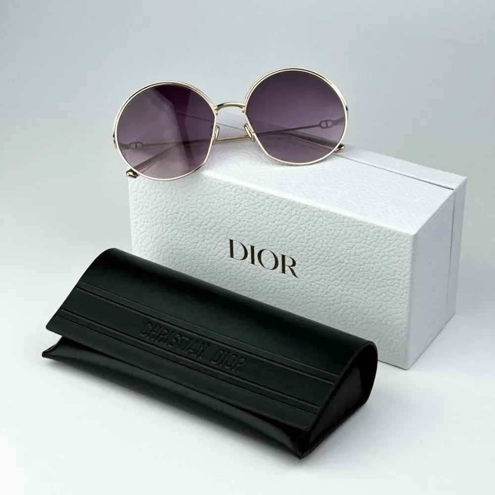 NEW Dior EVERDIOR R1U B0D1 Gold Gradient Bordeaux Unisex Metal Round Sunglasses